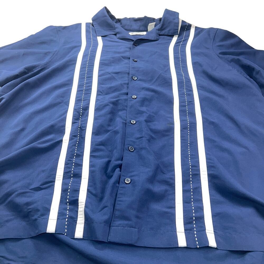 Cubavera Contrast Panel Camp Collar Shirt Navy Blue White Short Sleeve Size 2X - Picture 7 of 13